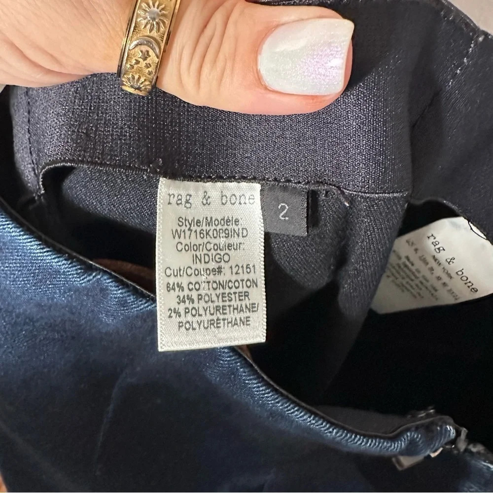 Rag & Bone Georgie Indigo Tailored Pants Slim Trouser Size 2